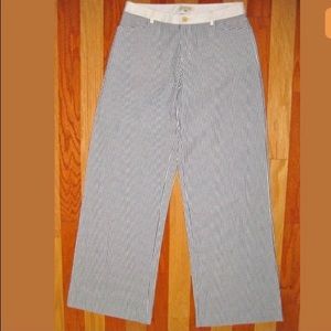 NEW JOE'S JEANS WIDE LEG PANTS SEERSUCKER BLUE CREAM STRIPE SMALL S PREPPY NWOT